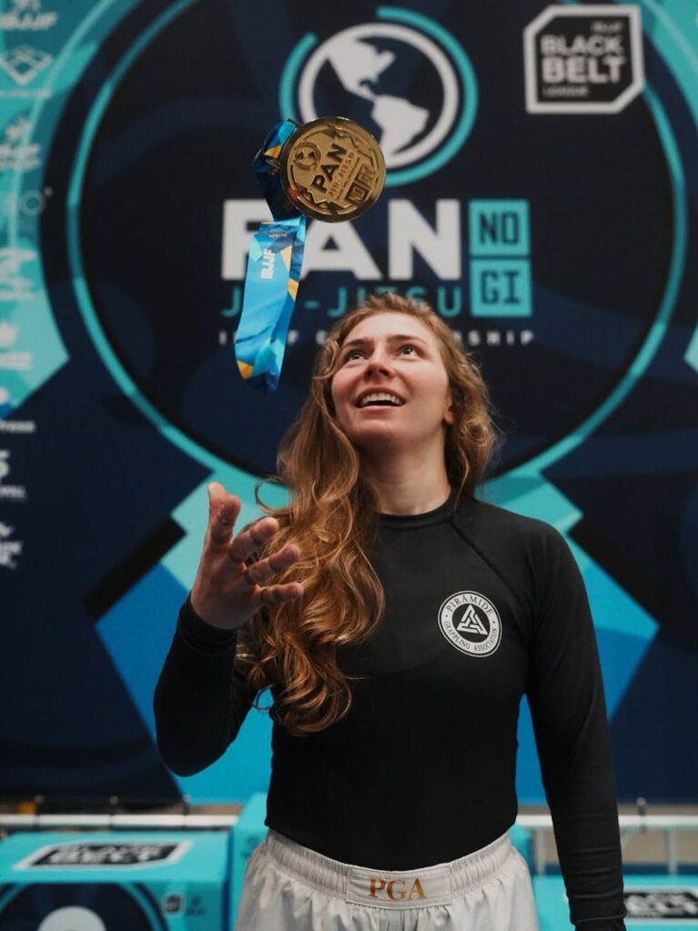Last season, her first full year as a Jiu-Jitsu black belt, Brunacio won the IBJJF Pan No Gi title.