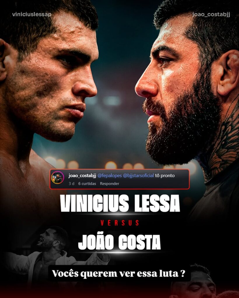 Promotion is the soul of the business: a promo graphic for a match with João Costa, not yet booked, is part of the athlete's self-promotion strategy.