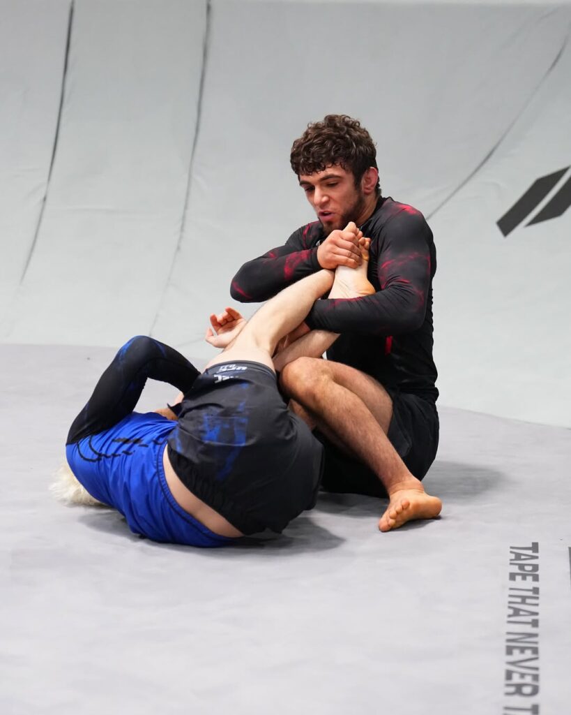 Mikey Musumeci struck with precision in the second round, submitting Shay Montague with a foot lock. Photo: Chris Unger/Zuffa LLC