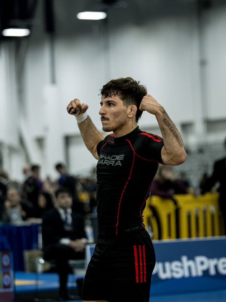 Lucas Castro celebrates one of his wins during his No-Gi Worlds run in Las Vegas last December.