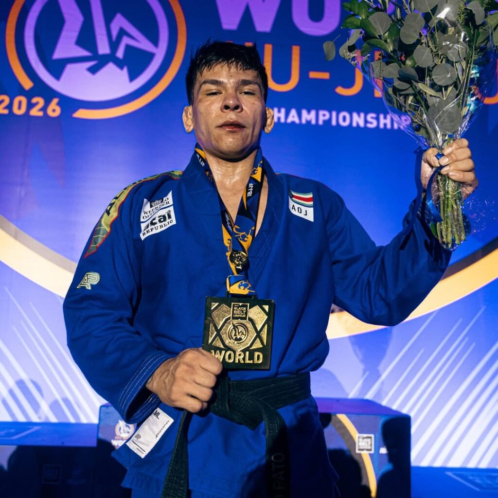 AOJ black belt Diego 'Pato' reached his personal goal of IBJJF gi world titles, five in total. Photo: Courtesy / IBJJF