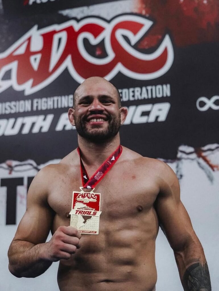 Vinicius Lessa shows the gold medal he won at the ADCC Trials in Indaiatuba. The title earned him a spot in the ADCC main event. Photo: Israel Hudson