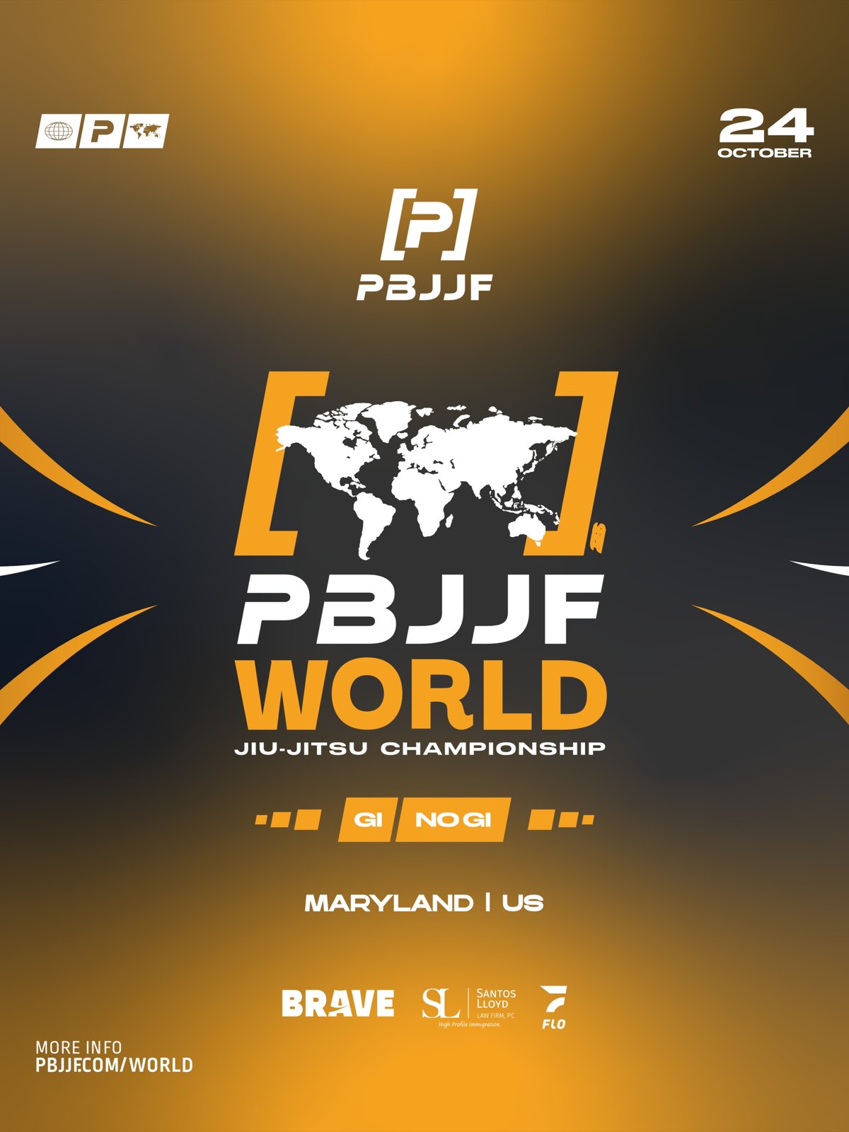 Arte oficial do Mundial da PBJJF 2026, em Bel Air, Maryland, no dia 24 de outubro
